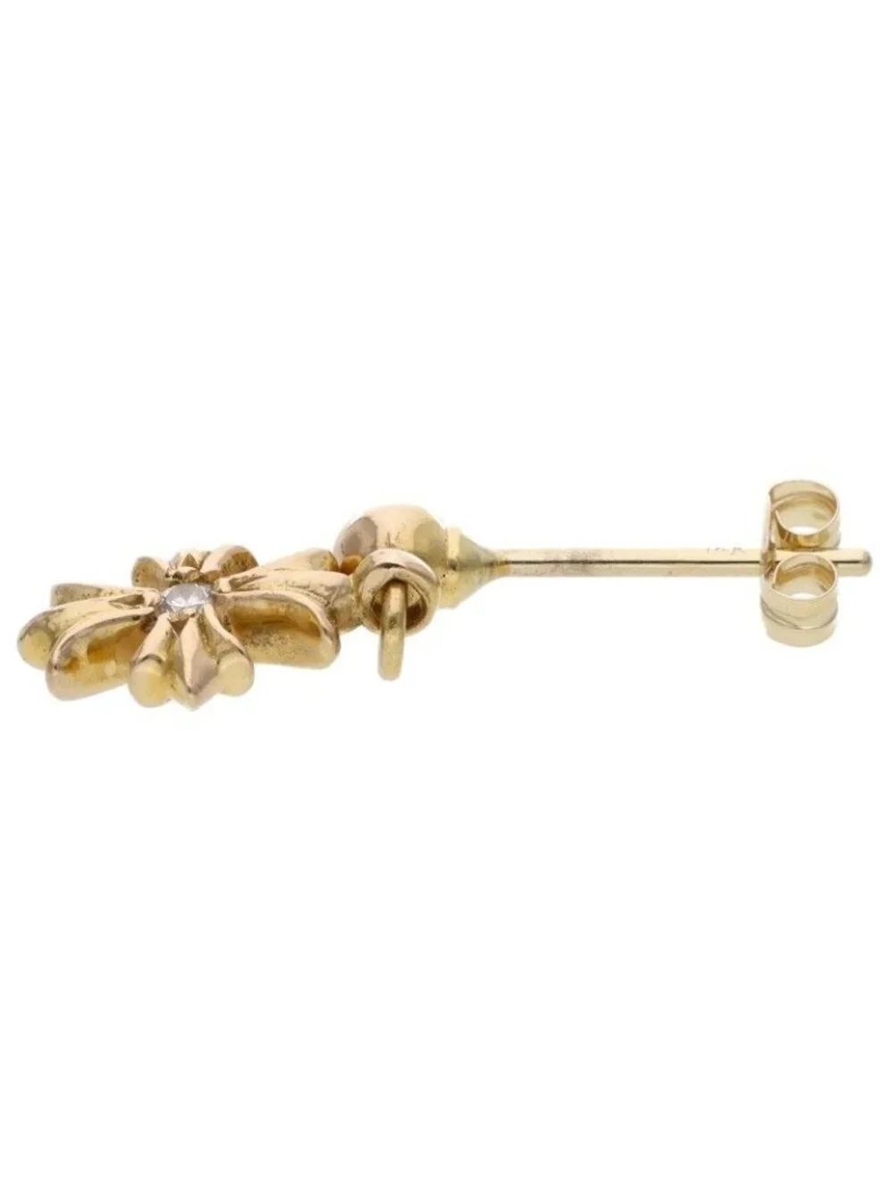 Chrome Hearts 22k Tny CH Pls Dia Tiny Ech Plus Drop Gold Earrings